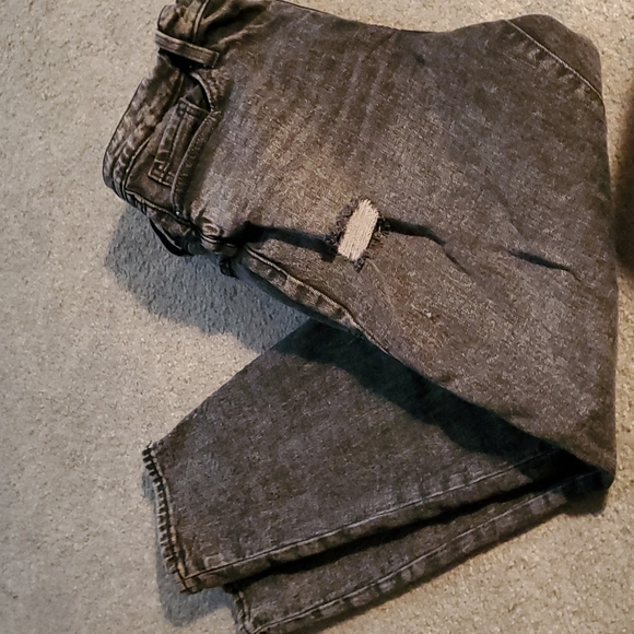 New old navy vintsge retro style high waist straight distressed blk jean… - Picture 2 of 10